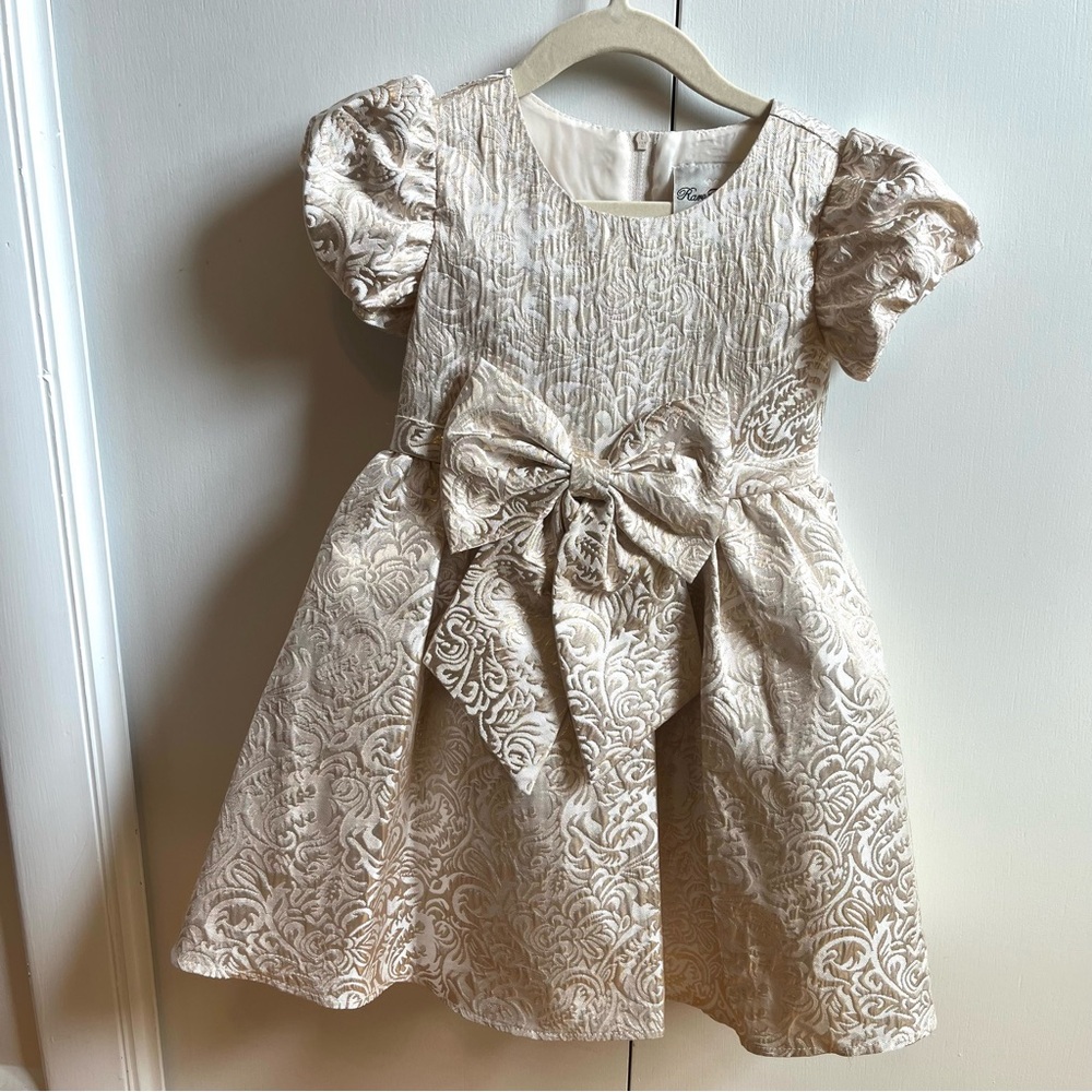 Rare Editions Toddler Girl Lurex Brocade Size 4T Dress with Bow